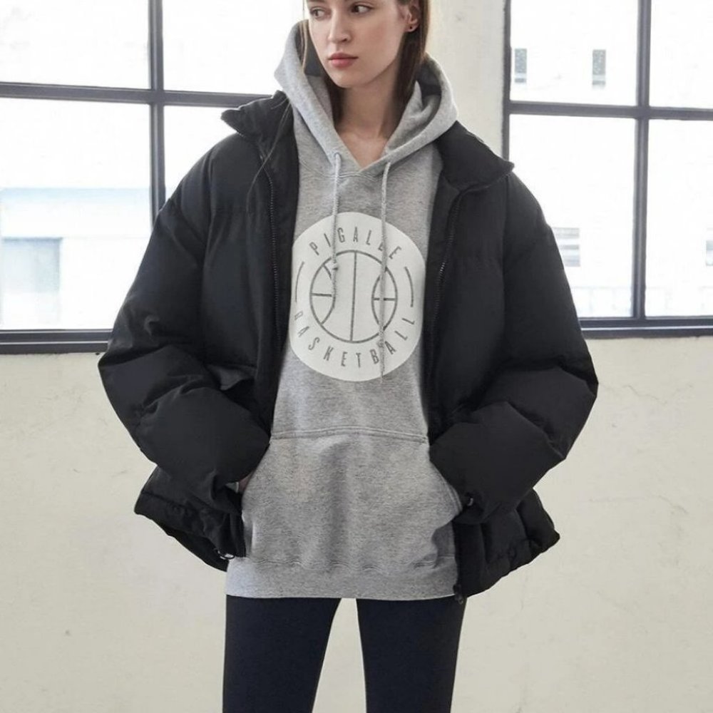 Contemporary Zip up Drawstring Hem Flap Pocket Puffer Coat Comfy fall winter - Picture 6 of 11